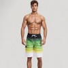 Anna-Kaci Swim Men's Ombre Stripe Swim Trunks with Drawstring Waistband and Quick-Dry Lightweight Fabric for Comfortable Wear - 2 of 4