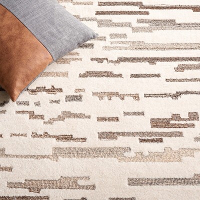 Ivory and Gray Hand Tufted Wool 4' x 6' Area Rug