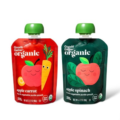 Organic Applesauce Pouches - Apple Carrot & Apple Spinach - 24ct - Good & Gather™
