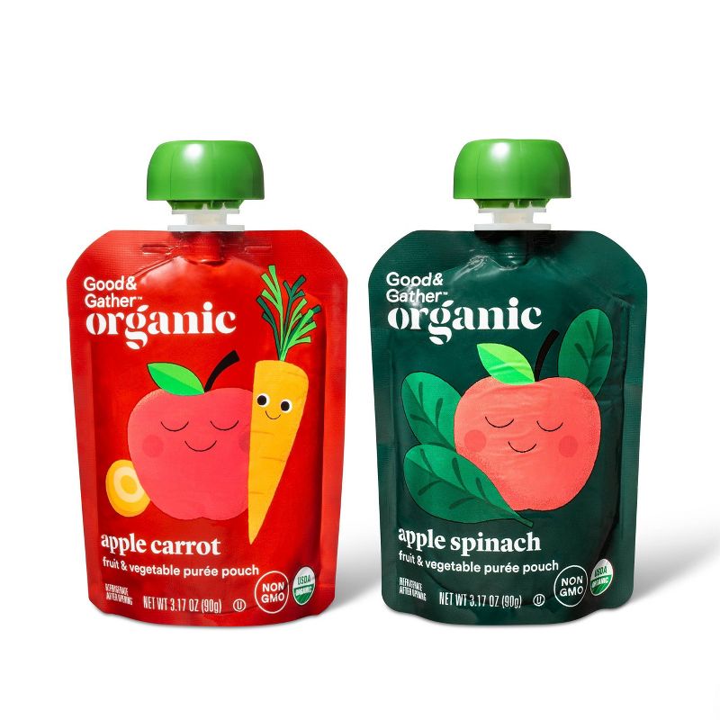 Organic Applesauce Pouches - Apple Carrot & Apple Spinach  - Good & Gather™, 3 of 5
