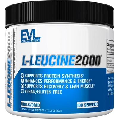 Evlution Nutrition L-Leucine - Protein Synthesis & Energy - Unflavored - 100 Servings