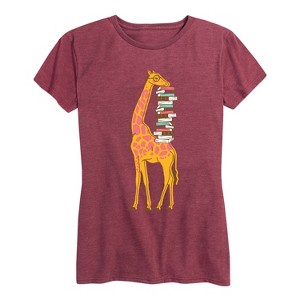 Women's - Instant Message - Giraffe Carrying Books Short Sleeve Graphic T-Shirt - 1 of 4
