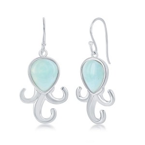 Caribbean Treasures Sterling Silver Larimar Octopus Earrings - Blue - 1 of 2