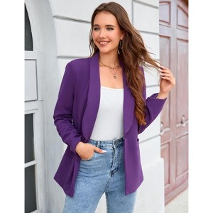 Blazer Jackets for Women Open Front Long Sleeve Work Office Casual Blazers with Pockets - 1 of 4