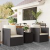 Resenkos Folding Wicker Bistro Set, Cushions and Glass Coffee Table for Porch, Balcony, - 4 of 4