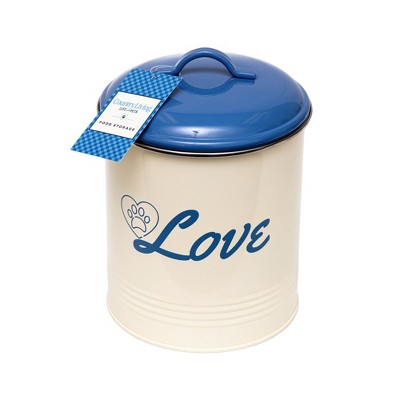 Blue and Cream Metal Dog Treat Storage Canisters Set