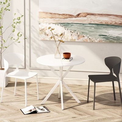 Costway Dining Table Round White Modern Dining Table 31.5'' W/solid ...