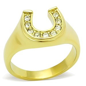 Slickblue Women's Stainless Steel Horseshoe Ring with Clear Synthetic Crystal, Polished Silver or IP Gold Finish, Size 5-13 - 1 of 4