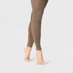 Women's Ribbed Footless Sweater Tights - A New Day™ Brown M/L