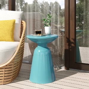 Modern 2-Pack Iron Patio Side Tables with Flared Design Bases, Outdoor End Tables with Circular Tops, Sofa Side Table -Christopher Knight Home - 1 of 4