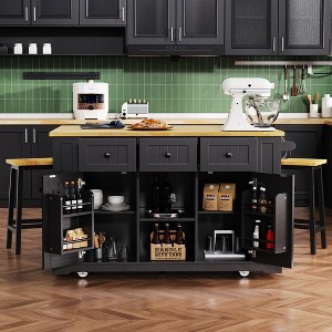 VYNXARIA K&K 53" Kitchen Island Set with Bar Stools, Power Outlet & Ample Storage - 1 of 4