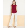 INSPIRE CHIC Women's Ruffled Curved Hem Business Office Vintage Sleeveless Blouse - 3 of 4