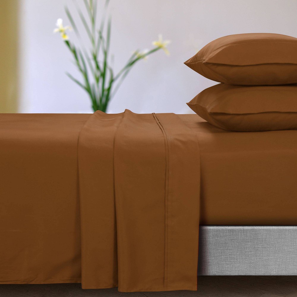 Photos - Bed Linen King Tribeca Living Extra Deep Pocket Microfiber Solid Sheet Set Camel