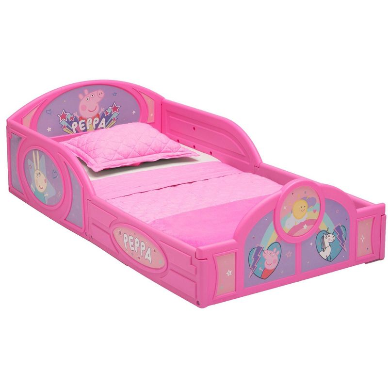 Toddler Peppa Pig Plastic Sleep and Play Kids&#39; Bed with Attached Guardrails - Delta Children, 1 of 12