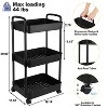 LunaLulinlk Bathroom Cart with Wheels Kitchen Small Storage Cart 3 Tier Rack Rolling Cart Organizer Shelf, Black - 4 of 4
