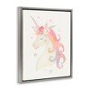 Stupell Industries Charming Unicorn Smiling Flower Crown Stars Design Floating Frame Canvas Art, Gray, 17" x 21" - 2 of 4