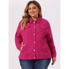 Agnes Orinda Women's Plus Size Button Front Chest Pockets Washed Casual Jean Jackets - 2 of 4