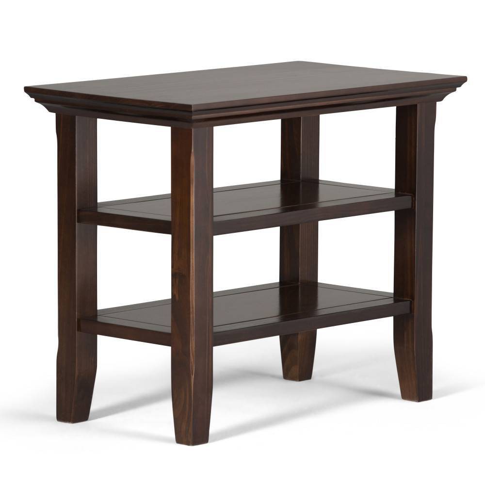 14" Normandy Narrow Side Table Brunette Brown - WyndenHall: Pine Material, 2-Shelf Design, Modern Style