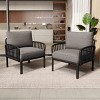 Patio Accent Chairs, Modern Accent Chair for Patio and Balcony, Upholstered Accent Chair with Plastic Frame and Cushion-Coolbibila - 3 of 4