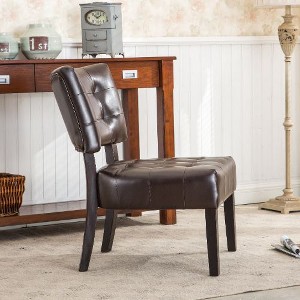 CAVINAS Blended Faux Leather Tufted Accent Chair with Oversized Seating, Wingback Chair, Armless Chairs, Accent Seating for Living Room, Bedroom - 1 of 4