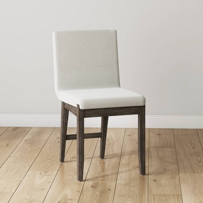 Gracie High Back Cream Boucle Upholstered Side Chair with Dark Brown Wood Frame