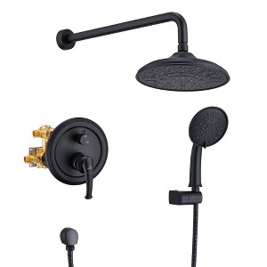 CASAINC 9.5' Wall-mounted Rain Shower Faucet with Handheld - 1 of 4