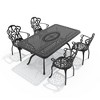 (5-PC)Premium Black Cast Aluminum Patio Set - Weather-Resistant Outdoor Table & Chairs with Beige Cushions, Umbrella Hole Included - 3 of 4