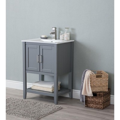 Westchester Gray 24" Freestanding Sink Vanity with Ceramic Top