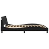 vidaXL Black Double Bed Frame with Headboard - 59.8"x79.9" Faux Leather Sturdy Legs Waved Design Elegant Bedroom Furniture - 4 of 4