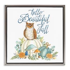 Stupell Industries Beautiful Fall with Owl Black Floater Framed Canvas Wall Art - 1 of 4