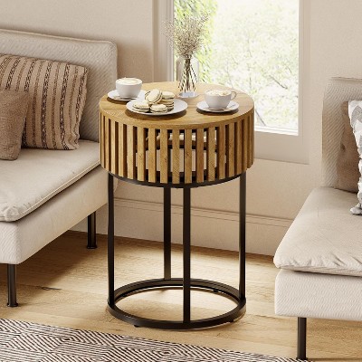 Tribesigns 17.71"Round Side Table, Tall Nightstand with MDF and Metal Frame—for Living Room, Bedroom, Small Space, Easy-Assemble