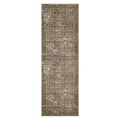 Washable Rugs,Area Rug for Living Room Bedroom, Washable Brown Rug Vintage Print Carpet