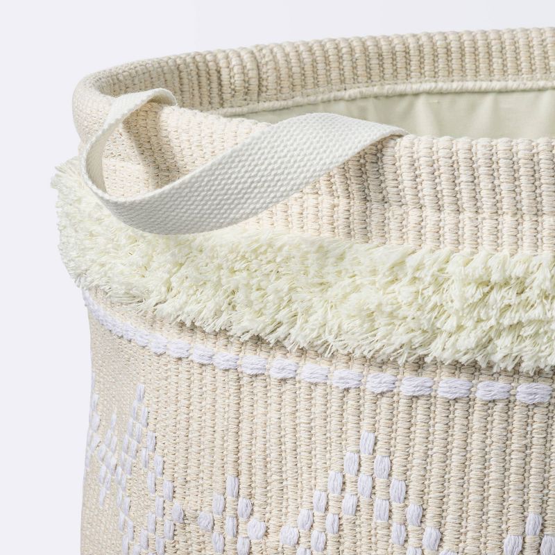 Tufted Fabric Large Round Storage Basket - Khaki and Cream - Cloud Island&#8482;, 4 of 6