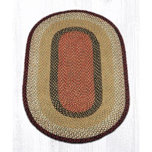 Earth Rugs Burgundy & Mustard Oval Braided Rug – Handcrafted Jute, Rustic Farmhouse Style Rug for Entryway or Kitchen - 1 of 1