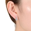 Refined White Gold-Plated Two-Stone Milgrain Dangle Drop Earrings Adorned with Sparkling Cubic Zirconia - 2 of 3