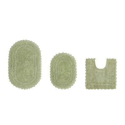 Lilly Crochet Collection 100% Cotton Tufted Reversible 3-Piece Bath Rug Set – Super Absorbent, Machine Washable Bathroom Mats with Crochet Pattern
