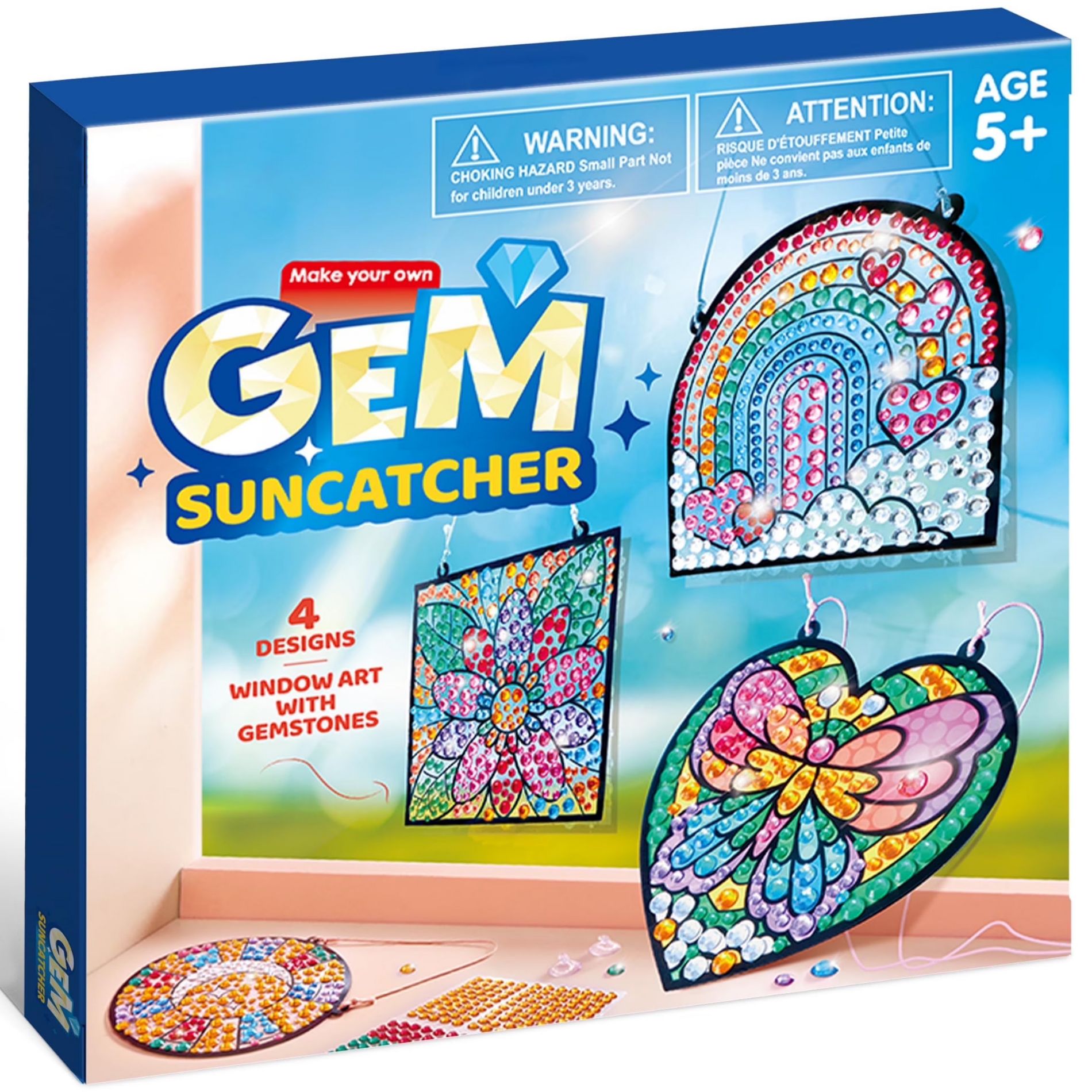 Joyfy 4 PCS Window Art Kit for Kids - Garden/Ocean Themed Suncatcher Kits, Gem Painting Kit, DIY Arts & Crafts, Birthdays Christmas Gift for Aged 6+