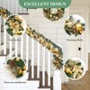 6 ft Prelit Christmas Garland, Winter Wall Hanging Garland with Gold Bows & Ball Ornaments, Artificial Xmas Wreath for Fireplace Mantle Staircase - 2 of 4