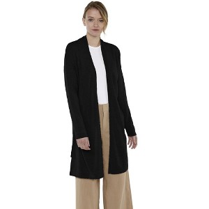 JENNIE LIU Women's 100% Pure Cashmere Long Sleeve Belted Lux Wrap Cardigan Robe Sweater - 1 of 3