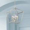 Franklin Iron Works Queluz Brushed Nickel Pendant Chandelier 13" Wide Modern Industrial Geometric Cage 4-Light Fixture for Dining Room Kitchen Island - 2 of 4