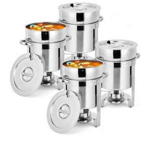 Coucheta Stockpot 2-Piece Set - Stainless Steel Round Stockpot with Grooved Lid and Fuel Rack, Commercial Warmer for Buffets, Events - 1 of 4
