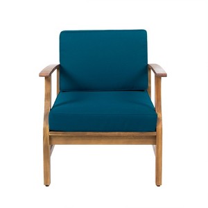 GDFStudio Abena Outdoor Acacia Wood Club Chair with Cushions - 1 of 4