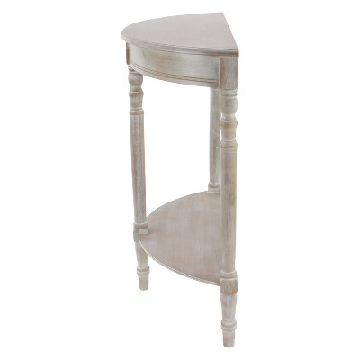 Charming Light Brown Demilune Console Table with Storage Shelf