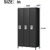 Metal Storage Locker with 3 Doors, Steel Employee Locker Cabinet with Hooks for Office Gym School Garage Home, Black - 3 of 4