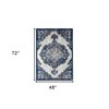 Ivory Gray And Blue Medallion Area Rug - 3 of 4