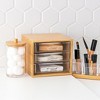 Bamboo Cotton Swab & Ball Organizer w/ 3 Acrylic Drawers, Lightweight Nonslip Bathroom Storage Box for Q-Tips, Cotton Balls & Personal Care Essentials - 3 of 3