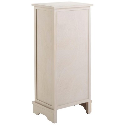 Vintage Grey Pine Wood Accent Cabinet with Wicker Baskets
