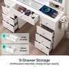 Glass Top 47" Make Up Vanity Desk with Storage, Mirror, Lights and Outlet - 4 of 4