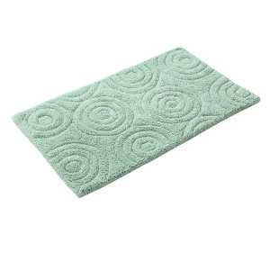 Knightsbridge Beautiful Circle Design Premium Quality Year Round Cotton With Non-Skid Back Bath Rug, Sage - 1 of 4