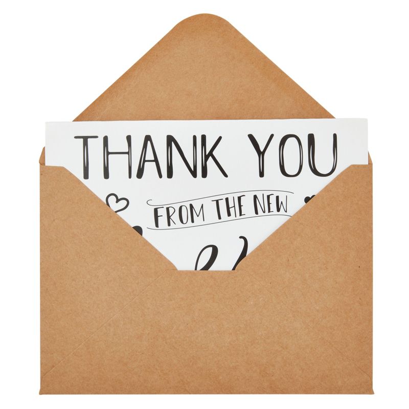 Paper Junkie 120 Pack Wedding Thank You from the New Mr and Mrs Cards Bulk with Kraft Brown Envelopes for Weddings, Showers, 4x6 In, 4 of 9